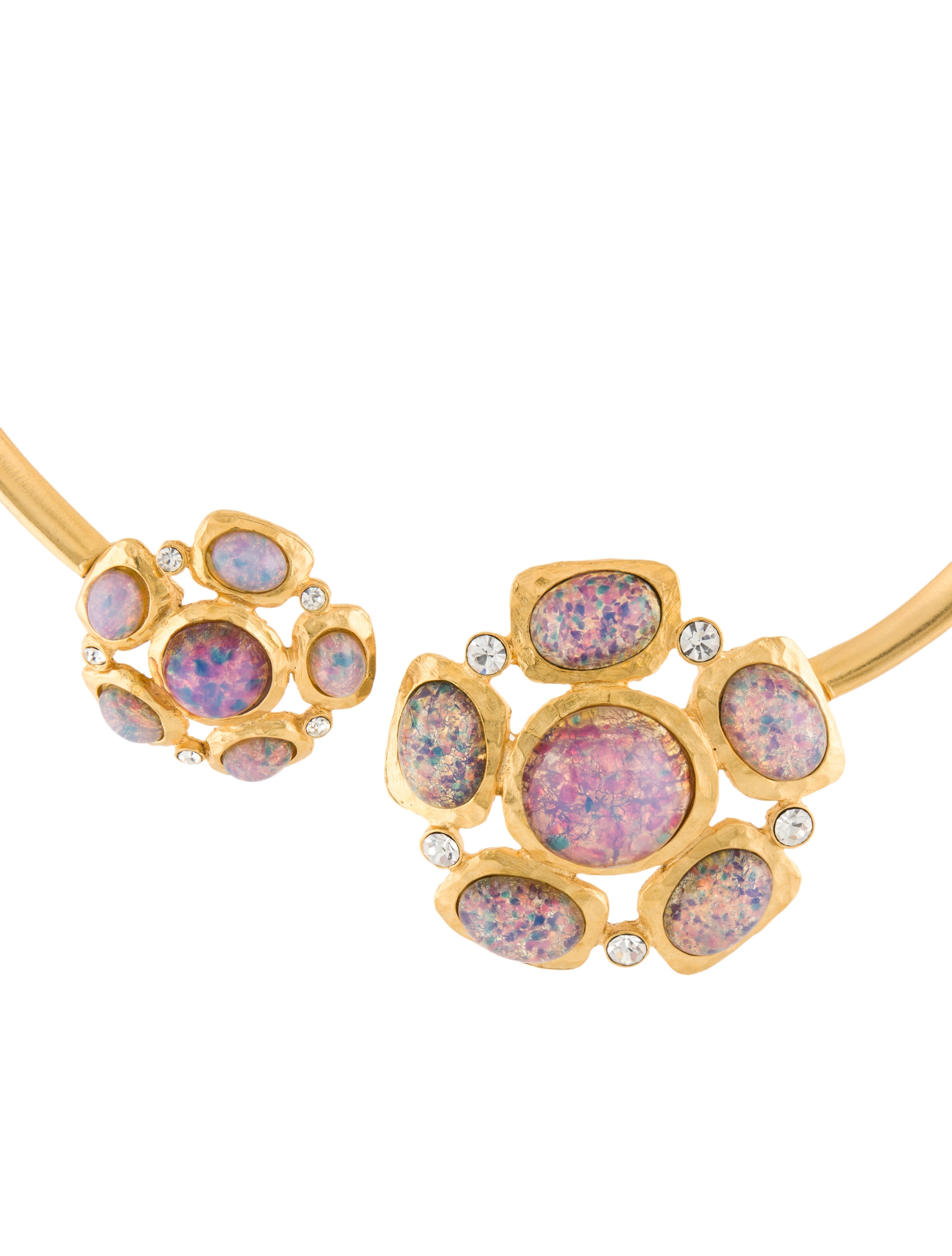 Kenneth Jay Lane Resin & Crystal Hinge Collar Necklace